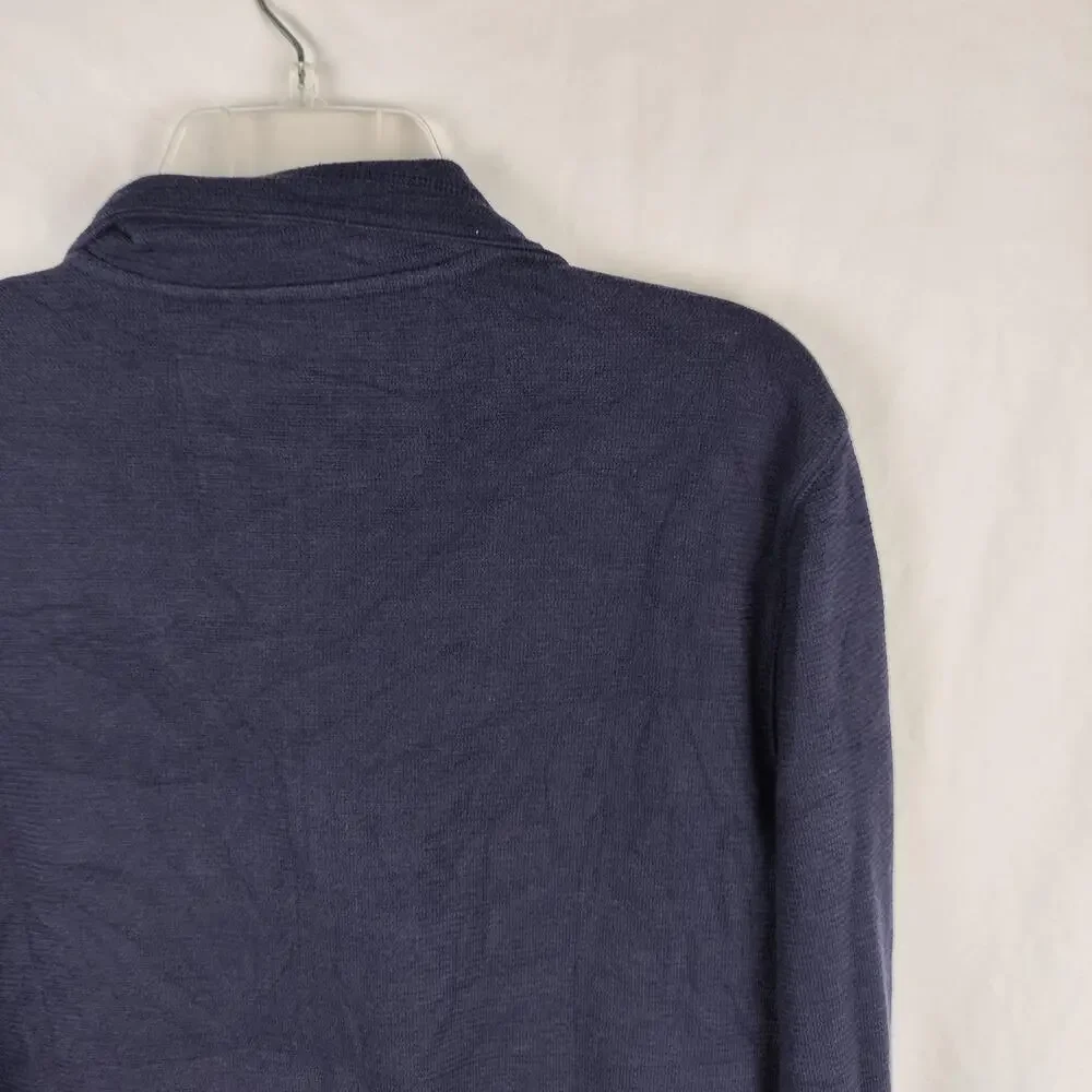 Banana Republic Sweater Mens Small Blue Full Zip Mock Neck Knit Pockets Casual